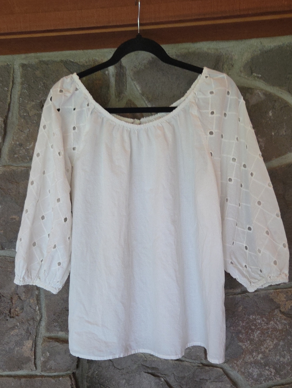 a new day White Eyelet Off-the-Shoulder Tunic Top